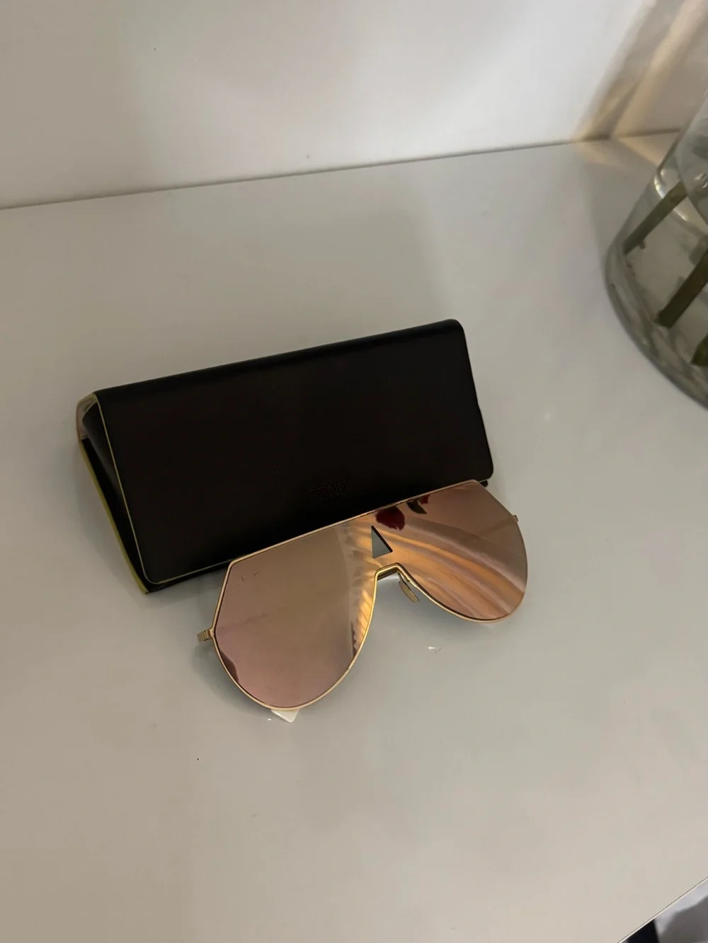 Fendi Oversized Shield Sunglasses - Rose Gold Mirror